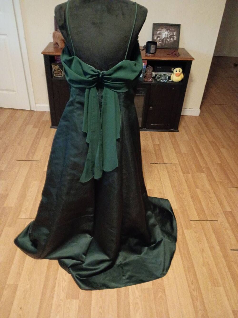 Vintage Y2K Size 18 Michaelangelo Green Spaghetti Strap Formal Maxi Long Dress - Picture 6 of 9
